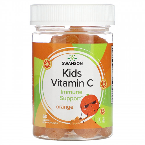 Swanson, Витамин C для детей, апельсин, 60 жевательных таблеток