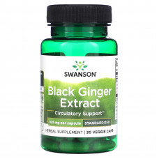 Swanson, Экстракт черного имбиря, 100 мг, 30 растительных капсул