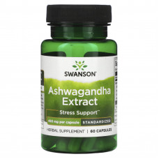 Swanson, Экстракт ашваганды, стандартизированный, 450 мг, 60 капсул