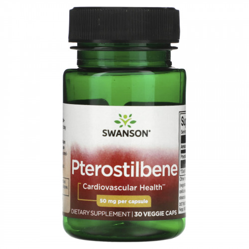 Swanson, Птеростильбен, 50 мг, 30 вегетарианских капсул