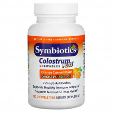 Symbiotics, Colostrum Plus, апельсиновый крем, 120 жевательных таблеток