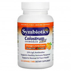 Symbiotics, Colostrum Plus, апельсиновый крем, 120 жевательных таблеток