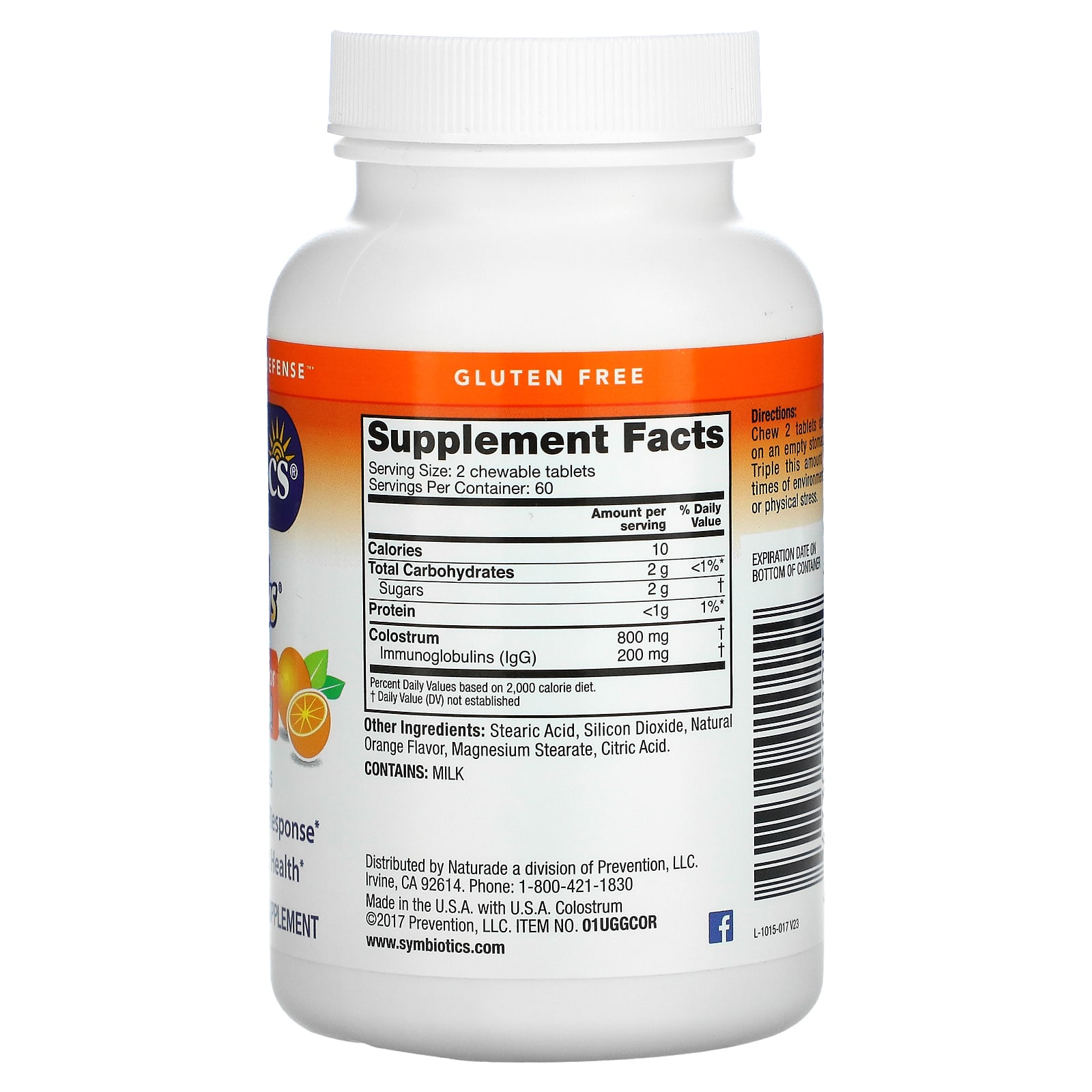 Symbiotics, Colostrum Plus, апельсиновый крем, 120 жевательных таблеток