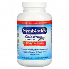 Symbiotics, Colostrum Plus, молозиво, 240 вегетарианских капсул