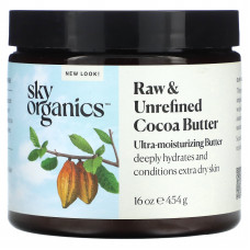 Sky Organics, необработанное и нерафинированное какао-масло, 454 г (16 унций)