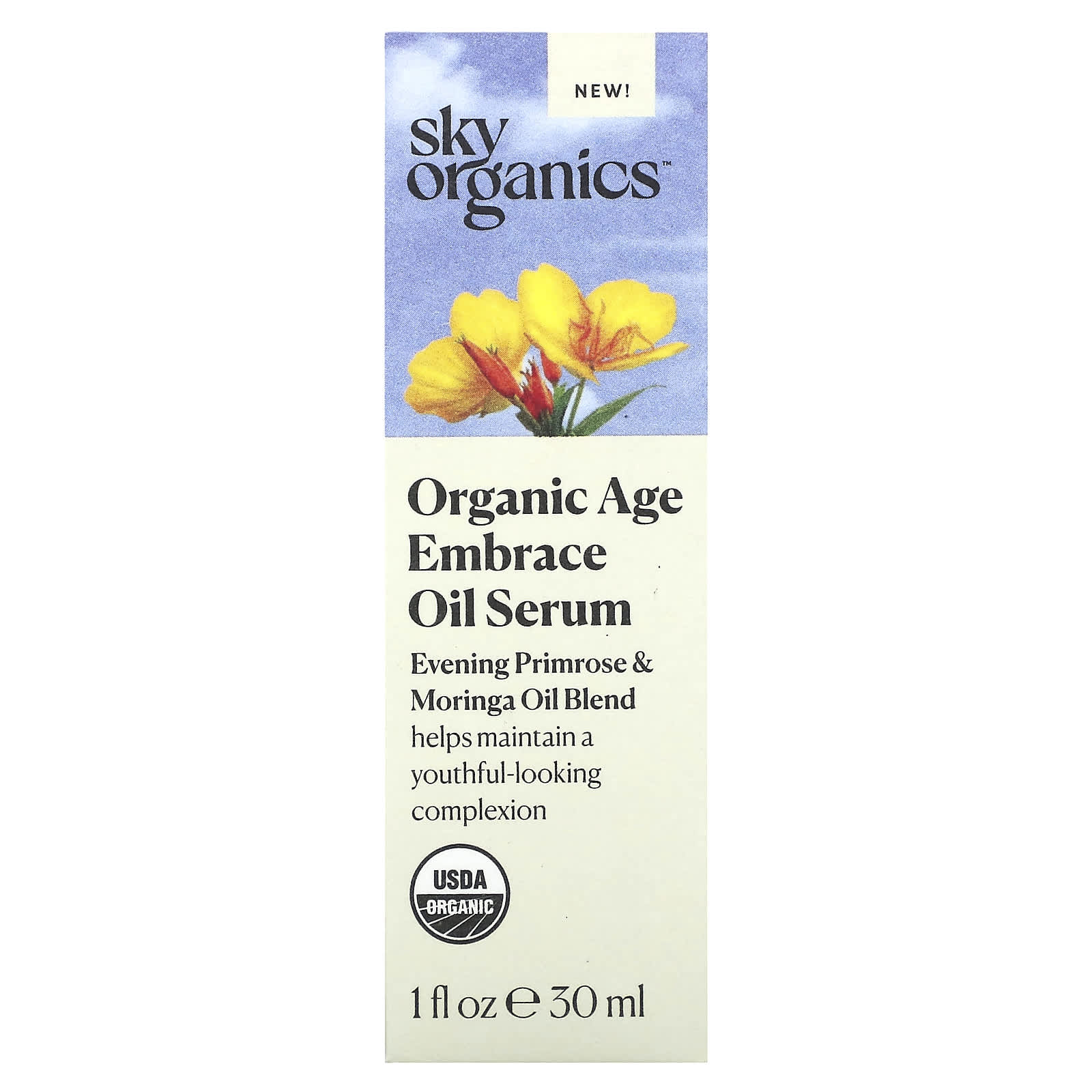 Sky Organics, Organic Age Embrace Oil Serum, смесь масел примулы вечерней и моринги, 30 мл (1 жидк. Унция)