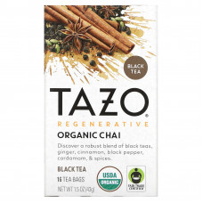 Tazo Teas, Regenerative, органический чай, черный чай, 16 чайных пакетиков, 43 г (1,5 унции)