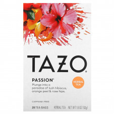 Tazo Teas, Passion, травяной чай, без кофеина, 20 чайных пакетиков, 52 г (1,8 унции) (Товар снят с продажи) 