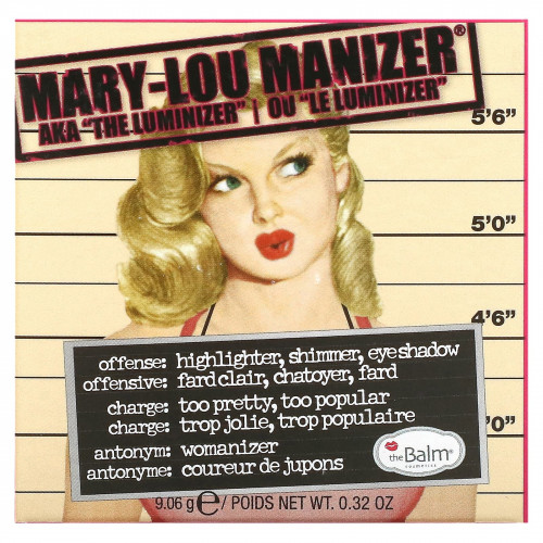 theBalm Cosmetics, Mary-Lou Manizer, хайлайтер и тени, 9,06 г