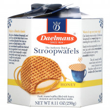 Daelmans, Stroopwafels, мед, 8 вафель, 230 г (8,11 унции)