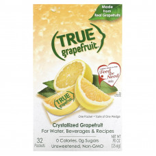 True Citrus, True Grapefruit, кристаллизованный грейпфрут, несладкий, 32 пакетика, 25,6 г (0,90 унции)