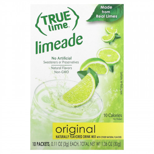 True Citrus, True Lime, лаймад, оригинальный, 10 пакетиков по 3 г (0,11 унции)