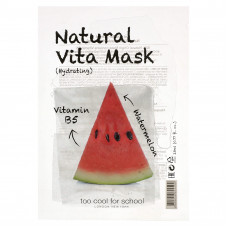 Too Cool for School, Маска Natural Vita Beauty (увлажняющая) с витамином B5 и арбузом, 1 лист, 0,77 жидких унций (23 мл)