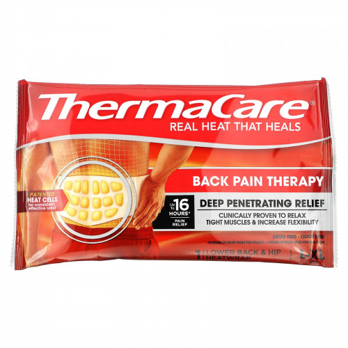 ThermaCare, Лечение боли в спине, L-XL, 2 тепловых обертывания для поясницы и бедер