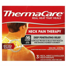 ThermaCare, Облегчение боли в шее, 3 тепловых обертывания для шеи, запястий и плеч