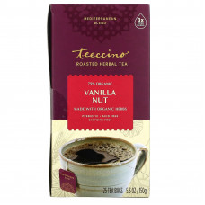 Teeccino, обжаренный травяной чай, ванильно-ореховый вкус, без кофеина, 25 чайных пакетиков, 150 г (5,3 унции)