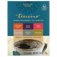 Teeccino, Пробник травяного чая с одуванчиком, 6 вкусов, без кофеина, 12 чайных пакетиков, 72 г (2,54 унции)
