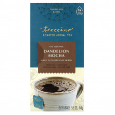 Teeccino, Жареный травяной чай, мокко из одуванчика, без кофеина, 25 чайных пакетиков, 150 г (5,3 унции)