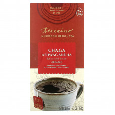 Teeccino, Органический грибной травяной чай, чага ашваганда, крем с ириской, без кофеина, 25 чайных пакетиков, 150 г (5,3 унции)