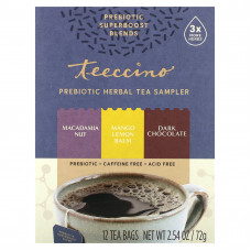 Teeccino, Пробник с пребиотиками для травяного чая, 3 вкуса, без кофеина, 12 чайных пакетиков, 72 г (2,54 унции)