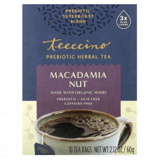 Teeccino, Травяной чай с пребиотиками, орехи макадамия, без кофеина, 10 чайных пакетиков, 60 г (2,12 унции)