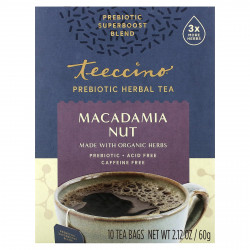 Teeccino, Травяной чай с пребиотиками, орехи макадамия, без кофеина, 10 чайных пакетиков, 60 г (2,12 унции)