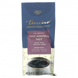 Teeccino, Пребиотик, травяной «кофе», орех макадамия, средней обжарки, без кофеина, 284 г (10 унций)