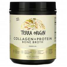 Terra Origin, Костный бульон с коллагеном и белком, ваниль, 466 г (16,43 унции)