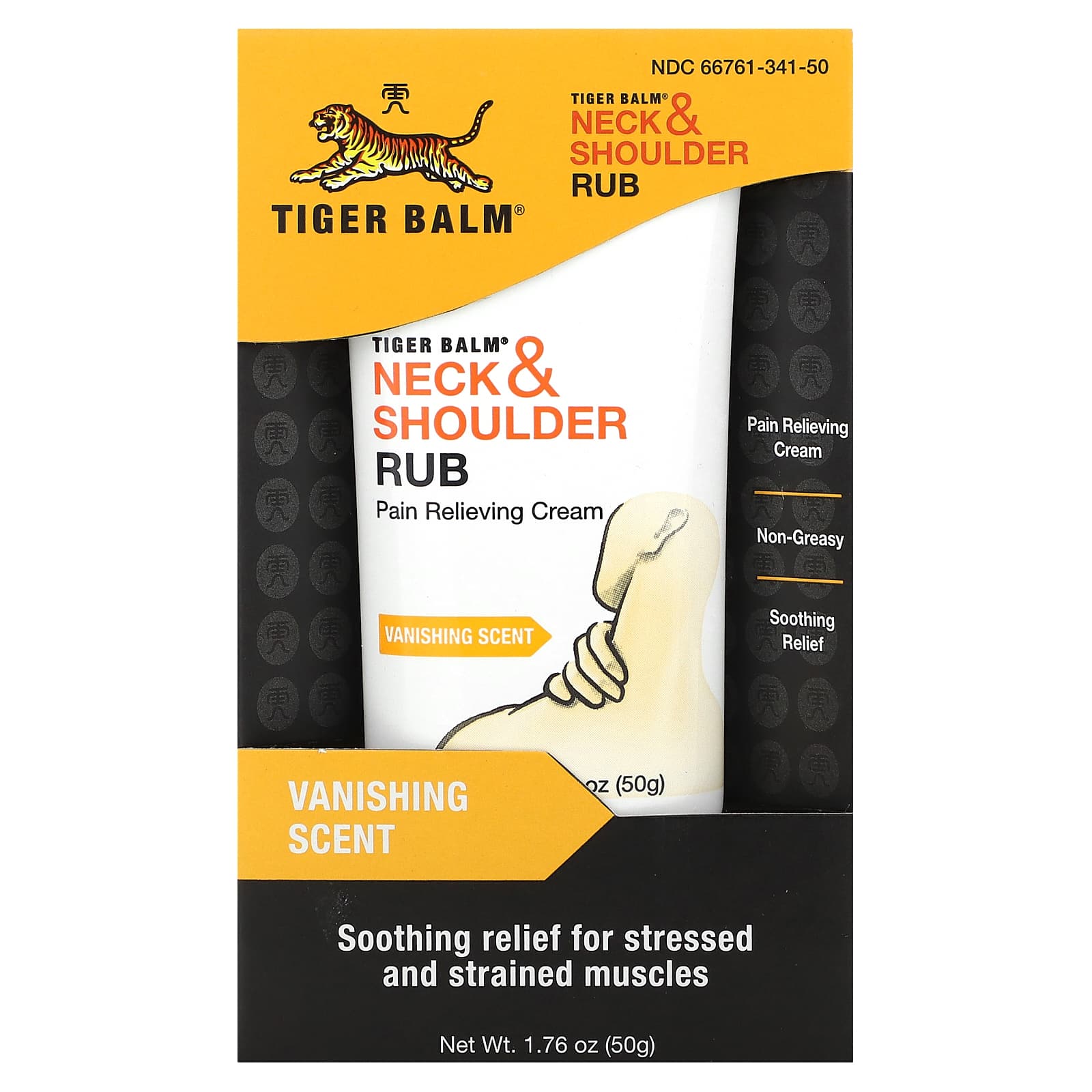 Tiger Balm, обезболивающий крем для шеи и плеч, исчезающий аромат, 50 г (1,76 унции)