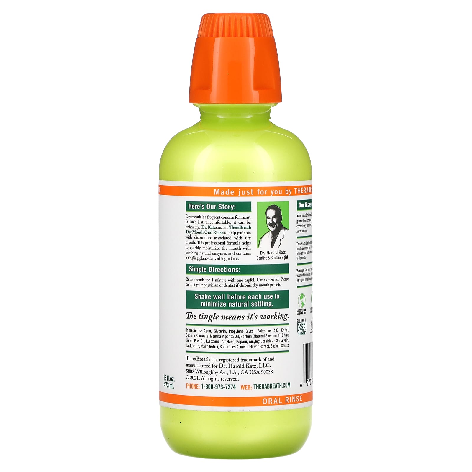 TheraBreath, Ополаскиватель от сухости во рту, покалывание мяты, 473 мл (16 fl oz)