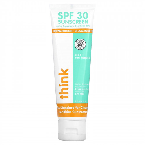 think, Солнцезащитное средство, SPF 30, алоэ и чайные листья, 89 мл (3 жидк. Унции)