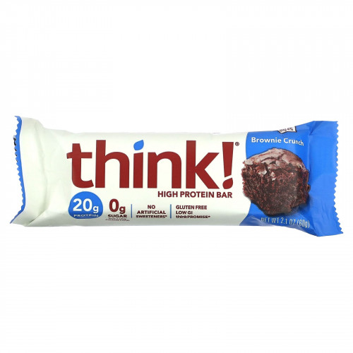 Think !, Батончики с высоким содержанием белка, хрустящий брауни, 10 батончиков, 60 г (2,1 унции) каждый