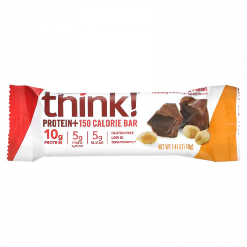 Think !, Батончик с протеином и клетчаткой, шоколад и арахис, 10 батончиков, 1,41 унц. (40 г) каждый