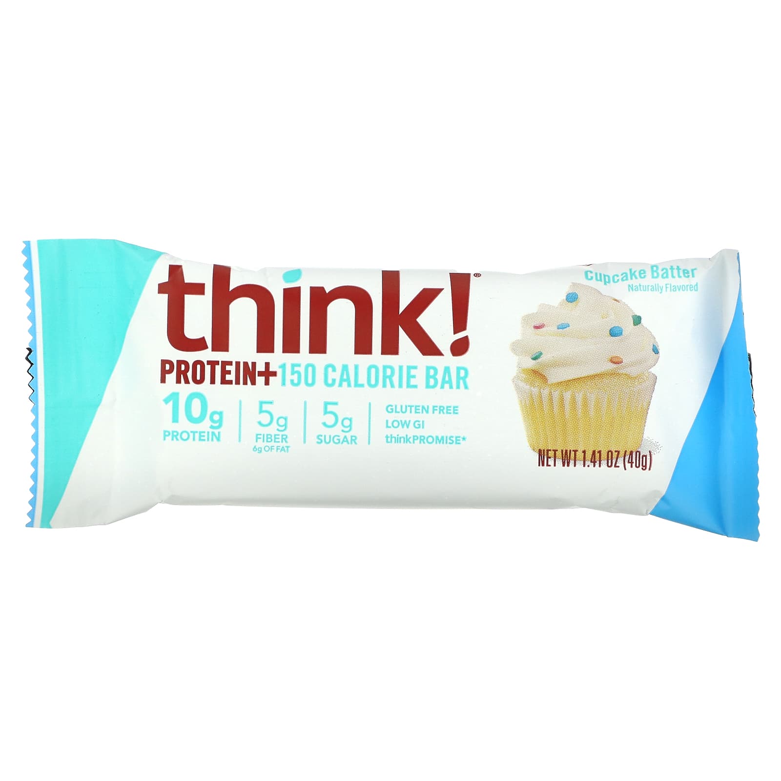 Think !, Protein+, 10 батончиков Cupcake Batter по 40 г (1,41 унции) и 150 калорий каждый