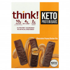 Think !, Keto Protein Bars, шоколадный пирог с арахисовой пастой, 10 батончиков, 40 г (1,41 унции) каждый