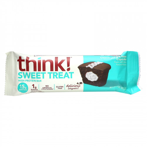 Think !, Sweet Treat, батончик с высоким содержанием протеина, кекс с шоколадом и кремом, 5 батончиков, 57 г (2,01 унции)