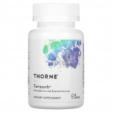 Thorne, Ferrasorb, железо с кофакторами, 60 капсул