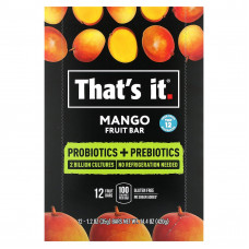 That's It, фруктовый батончик с пробиотиками и пребиотиками, со вкусом манго, 12 батончиков по 35 г (1,2 унции)