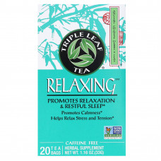 Triple Leaf Tea, Relaxing, без кофеина, 20 чайных пакетиков, 33 г (1,16 унции)