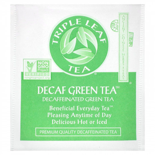 Triple Leaf Tea, зеленый чай без кофеина, 20 чайных пакетиков, 38 г (1,34 унции)