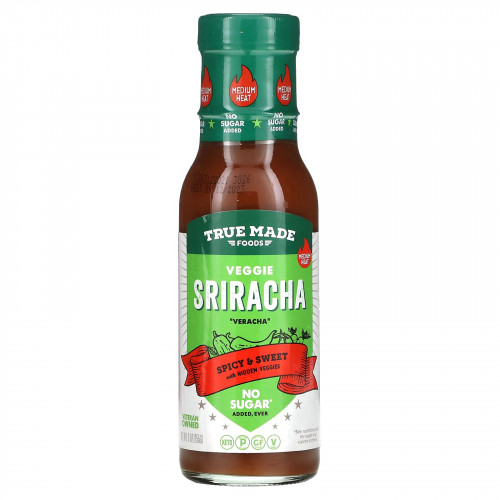 True Made Foods, Veggie Sriracha, пряный и сладкий со скрытыми овощами, 255 г (9 унций)