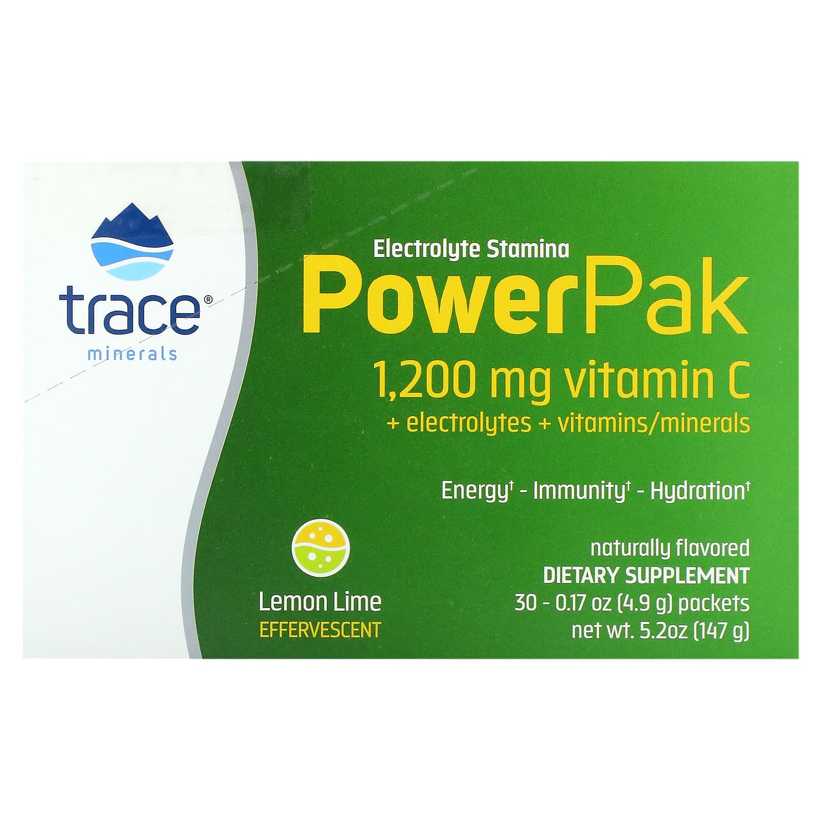 Trace Minerals ®, Electrolyte Stamina PowerPak, Лимонный лайм, 30 пакетов по 0,17 унции (4,9 г) каждый