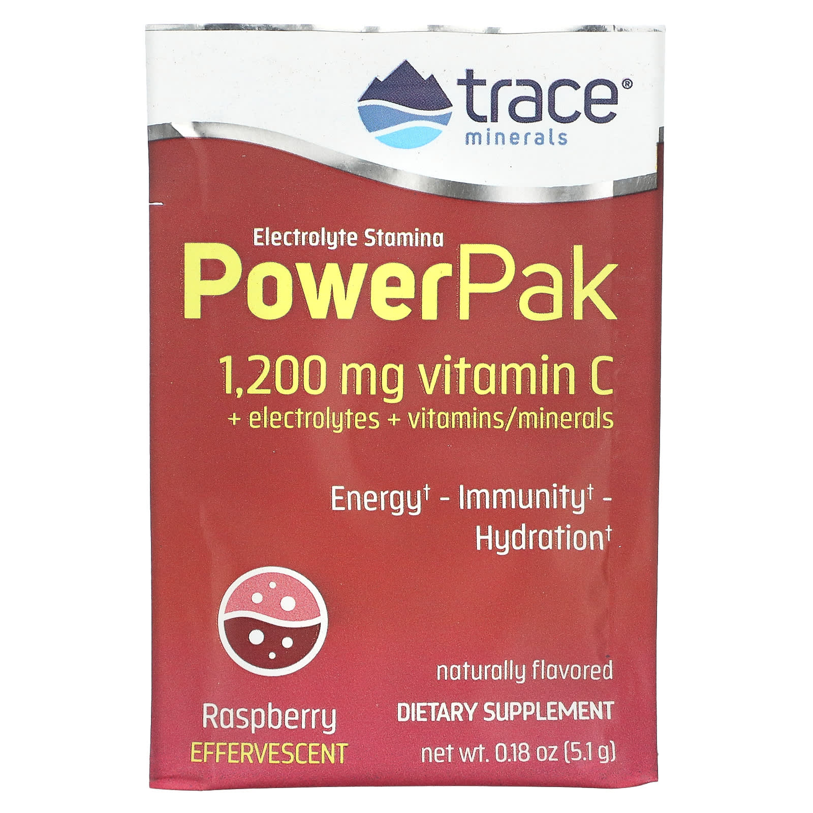 Trace Minerals ®, Electrolyte Stamina PowerPak, малиновый, 30 пакетиков по 5,1 г (0,18 унции)