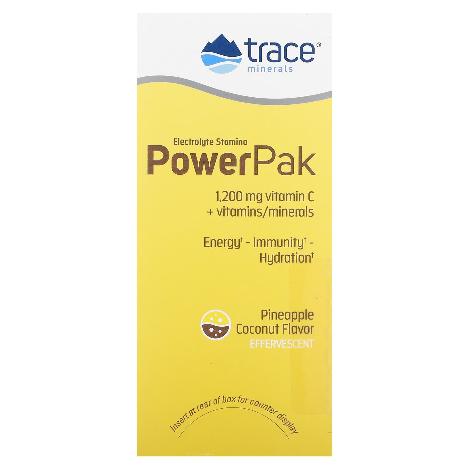 Trace Minerals ®, PowerPak, электролит для повышения выносливости, ананас и кокос, 30 пакетиков, по 6,1 г (0,22 унции)