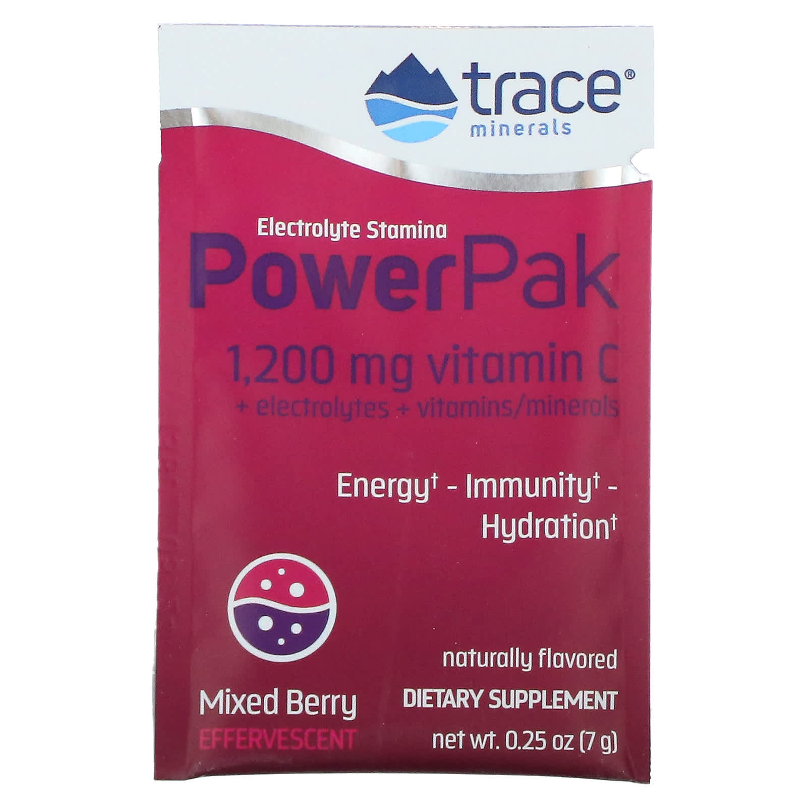 Trace Minerals ®, Electrolyte Stamina PowerPak, ягодная смесь, 30 пакетиков по 7 г (0,25 унции)