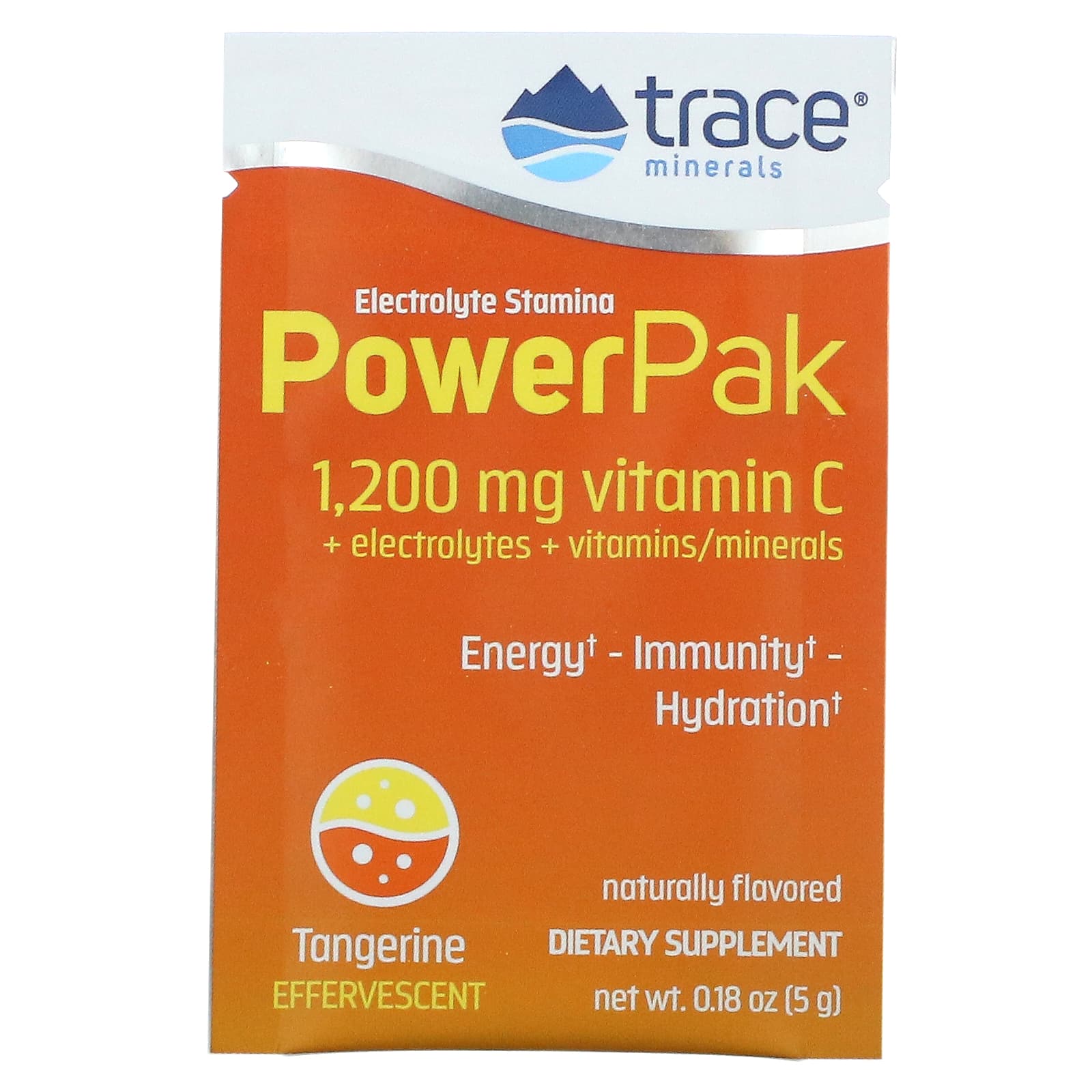 Trace Minerals ®, электролит для повышения выносливости, PowerPak, со вкусом мандарина, 30 пакетиков по 5 г (0,18 унции)