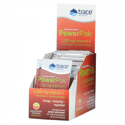 Trace Minerals ®, Electrolyte Stamina Power Pak, гуава и маракуйя, 30 пакетиков по 5 г (0,18 унции)