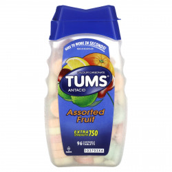 Tums, Антацид, дополнительная сила действия, фруктовое ассорти, 96 жевательных таблеток