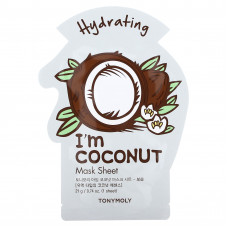 Tony Moly, I'm Coconut,увлажняющая тканевая маска, 1 шт., 21 г (0,74 унции)