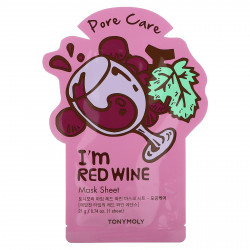 Tony Moly, I'm Red Wine, тканевая маска для ухода за порами, 1 шт., 21 г (0,74 унции)